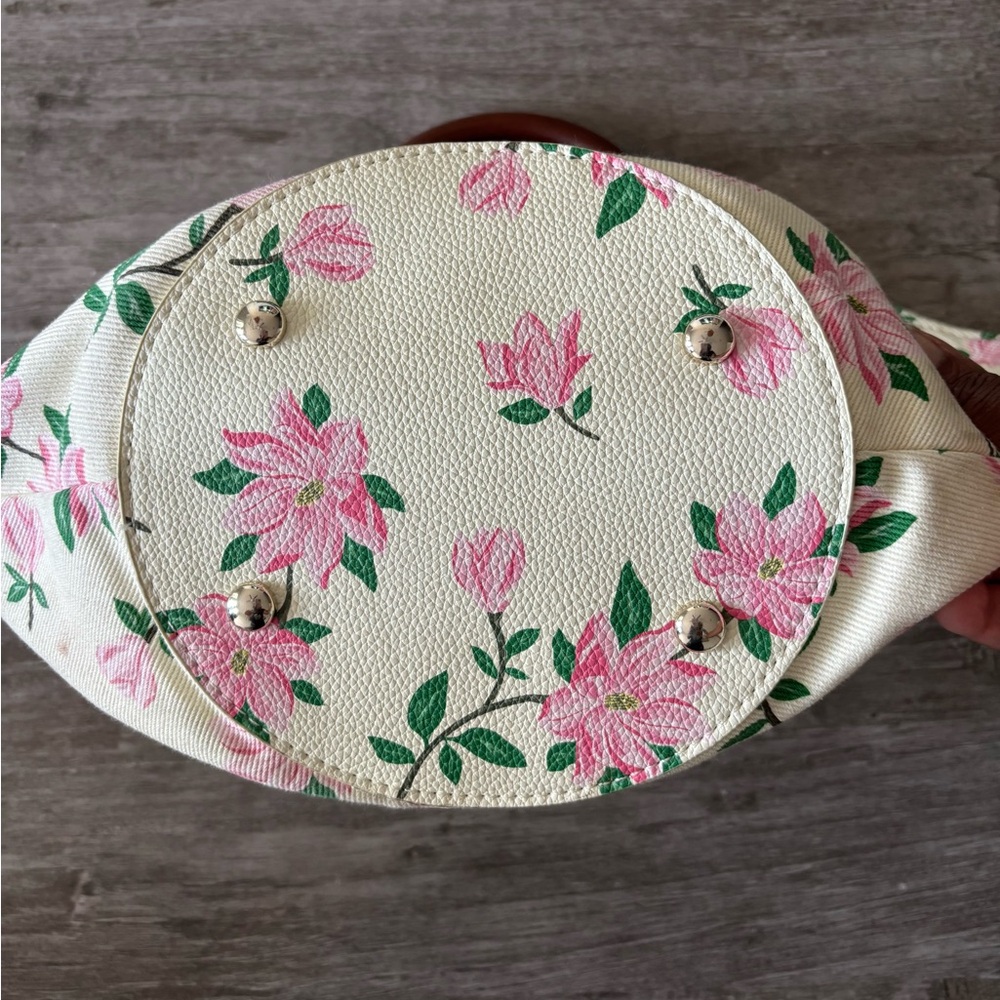 Draper James Bag Top Handle Purse Floral Pink Beige Canvas Boho Dainty See Below - Picture 5 of 12